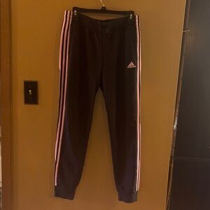 Adidas Women’s Black Joggers with Pink Accents EUC